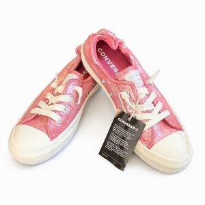 Converse Pink Glitter Low Top Sneakers NWT Sparkle Lace-Up Shoes